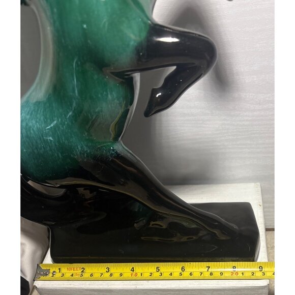 Blue Mountain Pottery Rearing Horse Large 14" Tall Green Drip Glaze MCM READ - Picture 14 of 14